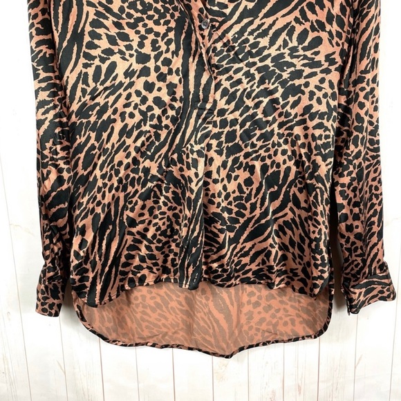 Rails Pearl Animal Print Popover Top In Cinnamon Mixed Animal Size S - Picture 3 of 11